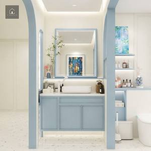 Mobile Bagno Sospeso XINGRUO Signature Liquid Stone - Mobile da Bagno Contemporaneo Minimalista con Lavabo Integrato in Pietra Sinterizzata Bianca - Product Image 1