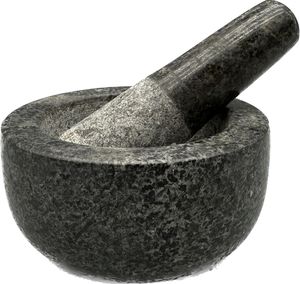 ครกและสากหินแกรนิตสีดำธรรมชาติ ยี่ห้อ Fengqi เป็นมิตรกับสิ่งแวดล้อม สำหรับบดสมุนไพรและเครื่องเทศ ใช้ในครัวและห้องรับประทานอาหาร - Product Image 1