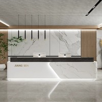Comptoir de réception moderne en cuir pour entreprise et hôtel, comptoir de service, comptoir de caisse avec finition peinte