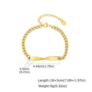 High Quality 18k Gold Plated Stainless Steel Jewelry <b>Chain</b> Bracelet Laser Engraving <b>Name</b> Accessories Bracelet - Product Image 2