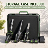 Kit d'outils de jardinage sans fil 20V 3 en 1 : taille-haie, souffleur de feuilles, scie de taille-arbre avec batteries, chargeur et étui