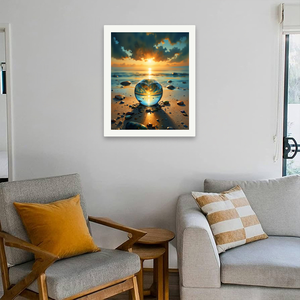 Kit de peinture coucher de soleil en verre de <span class=keywords><strong>coeur</strong></span> par numéros pour adultes-DIY verre en forme de <span class=keywords><strong>coeur</strong></span> réfléchissant coucher de soleil 16x20 pouces, cadeaux d'art sans cadre - Product Image 4