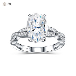 Prêt à être expédié, <span class=keywords><strong>bague</strong></span> en argent 925 plaqué <span class=keywords><strong>or</strong></span> blanc 18 carats avec diamant de 4 carats <span class=keywords><strong>D</strong></span> VVS1 CVD taille coussin, <span class=keywords><strong>bague</strong></span> de fiançailles de luxe pour <span class=keywords><strong>femme</strong></span> - Product Image 1