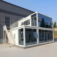 Villa Modulaire en Verre Moderne et Élégante, Cabane de Jardin Préfabriquée Portable à Montage Rapide, Studio Maison