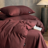 Ensemble de literie en satin de coton rouge 400TC, taille Queen, 100% coton pur, qualité hôtelière de luxe, draps doux et soyeux, résistants aux plis