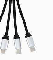 Meilleures ventes de cadeaux d'affaires, chargeur de clé USB avec gaine en nylon à charge rapide 5V, câble de charge multi-usage 3 en 1 avec logo personnalisé