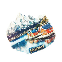Aimant de réfrigérateur en résine imprimé en 3D ODM, paysage nordique d'Islande et de Norvège, peint à la main, aimant magnétique, vente en gros, souvenir touristique