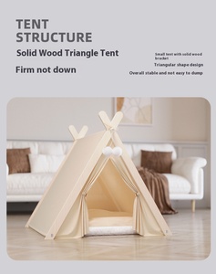Tente <span class=keywords><strong>tipi</strong></span> moderne à motif solide pour animaux <span class=keywords><strong>de</strong></span> compagnie avec couverture amovible en lin et tissu Oxford pour chiens et chats <span class=keywords><strong>lit</strong></span> Carton d'emballage - Product Image 3