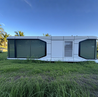 Villa de camping préfabriquée à double étage, type capsule géodésique, solution en forme de dôme pour projets de parcs extérieurs, en acier
