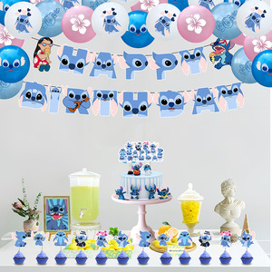 Venta caliente personaje de dibujos animados Anime niños Stitch <span class=keywords><strong>Lilo</strong></span> Later globo papel Banner pastel <span class=keywords><strong>Topper</strong></span> para suministros de decoración de fiesta - Product Image 6