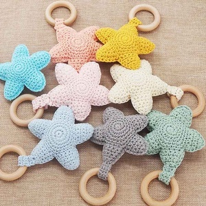 Nuevo accesorio de cadena de chupete DIY grado alimenticio silicona <span class=keywords><strong>madera</strong></span> ganchillo estrellas bebé mordedores y niños juguetes de dentición - Product Image 4