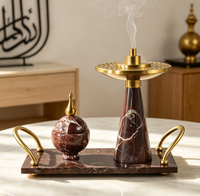 Ensemble de brûleurs d'encens en marbre naturel pour la décoration de la maison au Ramadan, Mabkhara arabe, décoration de table pour la maison