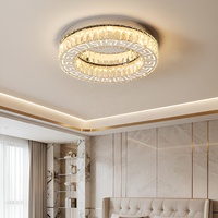 Lustre moderne en acier inoxydable et cristal pour salon et salle à manger