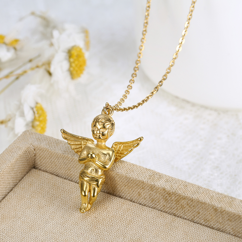 Olivia 18K Gold Plated Guardian Angel Pendant Necklace