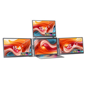 2026 trending portable monitor 15.6 inch quad <b>screen</b> FHD IPS <b>folding</b> triple display one cable connectivity for laptops - Product Image 1