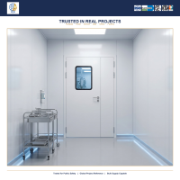 Porte d'hôpital à revêtement antibactérien, intérieur hygiénique, finition blanche pour salle d'opération, fabricant d'acier, OEM personnalisé