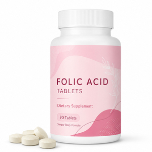 Comprimés de DHA et d'acide folique pour adultes, supplément de vitamine B9, 60 unités, certifié Halal, végétalien, sans gluten – Meilleures ventes en gros - Product Image 1