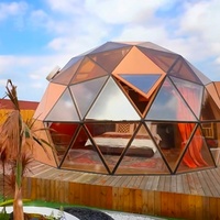 Tente d'hôtel moderne de luxe double cadre en aluminium dôme en verre nid d'abeille en bois 6m de diamètre quatre saisons étanche extérieur Glamping