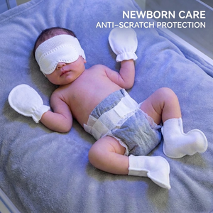 Mitaines et couvre-pieds jetables anti-rayures pour nouveau-nés en non-tissé avec manchons élastiques pour la photothérapie à la lumière bleue - Product Image 1