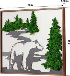 Conjunto de Arte de pared de musgo preservado moderno, decoración de jardín verde ecológico con arte de Metal de oso, no requiere mantenimiento para el uso del suelo - Product Image 3