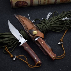 Couteau de chasse industriel portable en acier inoxydable SS225, lame fixe pleine longueur, manche en bois, pour randonnée et bushcraft, avec étui en cuir - Product Image 5