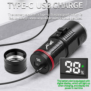 Diving <b>Flashlight</b> XHP50 LED Built-In Battery USB <b>Rechargeable</b> White Yellow Light Amphibious 7500mAh - Product Image 5