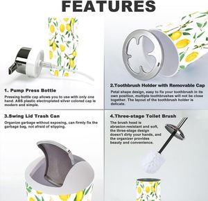 Set di accessori <span class=keywords><strong>da</strong></span> <span class=keywords><strong>bagno</strong></span> in 6 pezzi rustici rami di limone e fiori con fette di limone in plastica per decorazioni <span class=keywords><strong>da</strong></span> banco in magazzino - Product Image 5