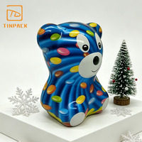 Lata Metálica con Forma de Oso para Monedas, Personalizable con Logotipo, Caja de Metal Vacía para Dulces y Galletas, Contenedor de Ahorro para Niños