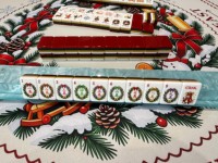 Coffret de Mahjong Américain de Noël 160 Tuiles Casse-Noisette Ballet Rouge Acrylique Gravé Boîte Cadeau Vente en Gros