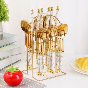 Luxury French Style Marble Cutlery Set Stainless Steel Silverware Set Classic Style 4/24 Spoon <b>Knife</b> <b>Fork</b> Christmas Cutlery Set - Product Image 6