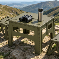 Table de camping pliable en plastique avec porte-gobelets, table compacte et pliable pour pique-nique, barbecue, utilisation en extérieur