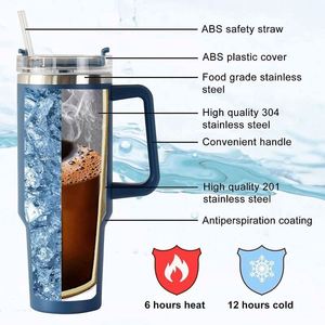 <b>Hot</b> Sale Special and Gorgeous Shape Double Wall Stainless Steel Cup 40oz Straw Tumbler With Customized Color logo - Product Image 3