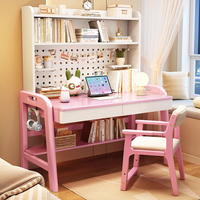 Ensemble de bureau d'ordinateur en bois simple et durable avec trous, pour chambre d'enfant, combinaison bibliothèque et chaise