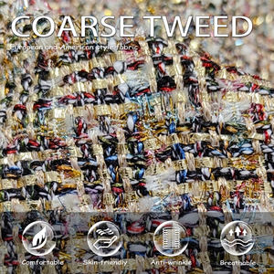 يستخدم قماش توييد بوليستر ذو سبعة ألوان بنمط ماسي بخيوط ذهبية لصنع ربطات رأس الملابس والحقائب - Product Image 5