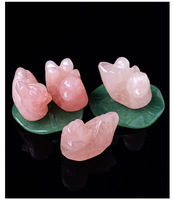 HZ HZ Artisanat en cristal spirituel, cristal de quartz rose naturel, canard mandarin pour cadeau de la Saint-Valentin