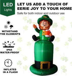 Inflable Impermeable de 6 Pies para el Día de San Patricio, Duende Sentado en un Sombrero con Luces LED, Decoración para Jardín/Césped, Hogar, Fiesta - Product Image 6