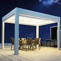 Pérgola de Techo con Persianas Motorizadas de Aluminio, Gazebo Impermeable para Exteriores para Villas Modernas, Personalizable y de Fácil Instalación