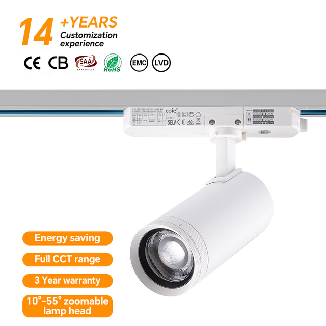 15W 30W LED Ceiling Track Light Fixture Commercial Zoomable Cob Spotlight System for Modern Exhibition Clothing Store Showroom