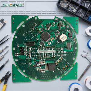 Carte de circuit imprimé personnalisée FR-4 verte circulaire avec plusieurs composants et connecteurs pour applications à usage général - Product Image 1