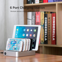 Station de charge USB 6 ports avec charge rapide QC3.0 60W, batterie externe, station de charge pour ordinateur portable et montre connectée, compatibilité universelle des prises