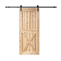 Porte coulissante intérieure en pin massif de style campagnard, nouvelle porte coulissante chinoise sans revêtement chimique