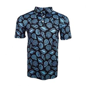 Oem High Quality 88 Polyester 12 Spandex Allover Athletic Golf Wear Printed Pullover Knit <b>Collared</b> <b>Shirt</b> for <b>Men</b> - Product Image 3