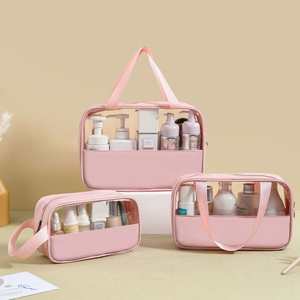 Custom Printed Letter Pattern for Transparent PVC Handled Waterproof Portable <b>Toiletry</b> <b>Storage</b> Organizer Cosmetic Bag - Product Image 2