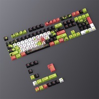 Custom 126 Key PBT Five Side Dye Sublimation Keycap Set Red Green Graffiti Cherry Profile for Mechanical Gaming Keyboard