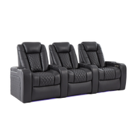 Canapé inclinable trois places pour home cinéma moderne, en cuir véritable, avec fonction de massage électrique et de refroidissement