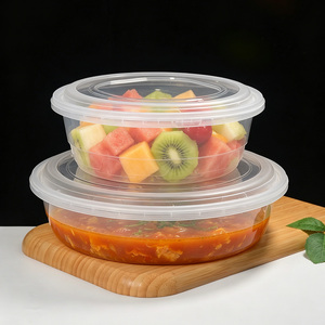 Contenedor Redondo Desechable <span class=keywords><strong>de</strong></span> Plástico <span class=keywords><strong>de</strong></span> Grado Alimenticio Extra Grande, Resistente al Calor y al Frío, Gran Capacidad para Comida para Llevar, Frutas y Ensaladas - Product Image 1