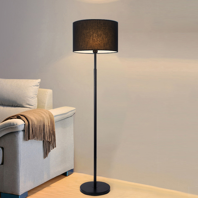 Modern Luxury Floor Lamp for Living Room Decor Standing Tall Lamp with Fabric Lampshade 12W 3 Color LED Indoor Lighting