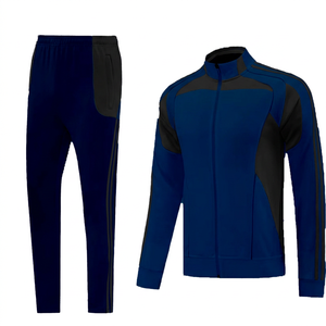 ชุดวอร์มแบบ unisex สีเหลืองกรมท่า ตัดต่อสีสัน แจ็คเก็ตซิปเต็มตัว กางเกงจ็อกเกอร์ สไตล์สปอร์ต ระบายอากาศได้ดี ซับในผ้าฟลีซโพลีเอสเตอร์/คอตตอน - Product Image 3