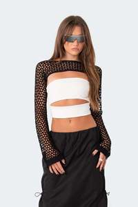 Women's Vintage Mesh <strong>Blouse</strong> - Summer Breathable Polyester Loose <strong>Blouse</strong> - Casual Sexy Solid Top for Export - Product Image 2