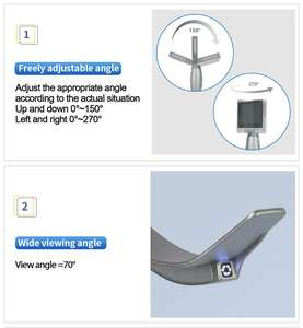 Portátil Reutilizável Elétrica Intubação Garganta Instrumentos Cirúrgicos Vídeo Laringoscópio Portátil Set 3 Lâminas Orelhas Olhos Nariz Garganta - Product Image 3